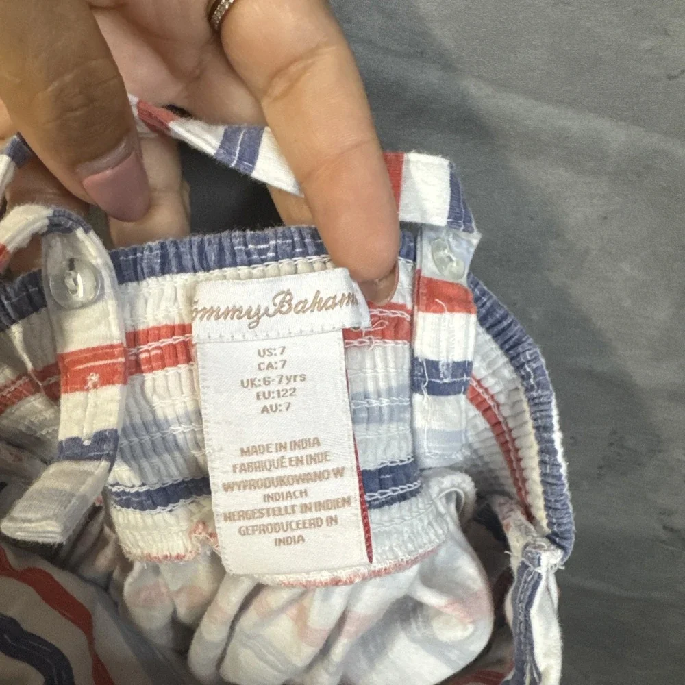 Girls Tommy Bahama Red White Blue Striped Dress Tie Knot Front Sz 7